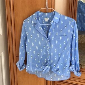 JCrew button down top with tie front